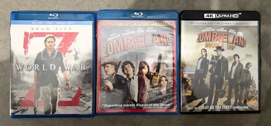 Zombie Movie Lot World War Z & Zombieland 4K/Blu-ray