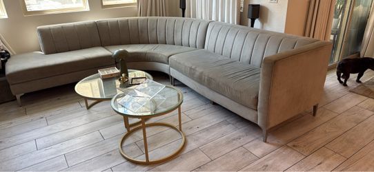Gray Curved Sectional Sofa
