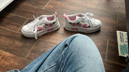 Puma White Floral Low-Top Sneakers