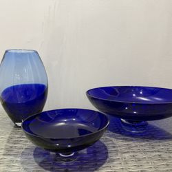Crate And Barrel Poland Polish Cobalt Blue Trio 