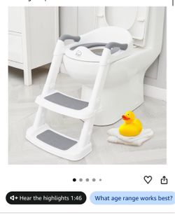 Forbena Potty Training Seat with Step Stool - White-Grey