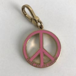 Vintage Juicy Couture Pink Rhinestone Peace Bracelet Charm