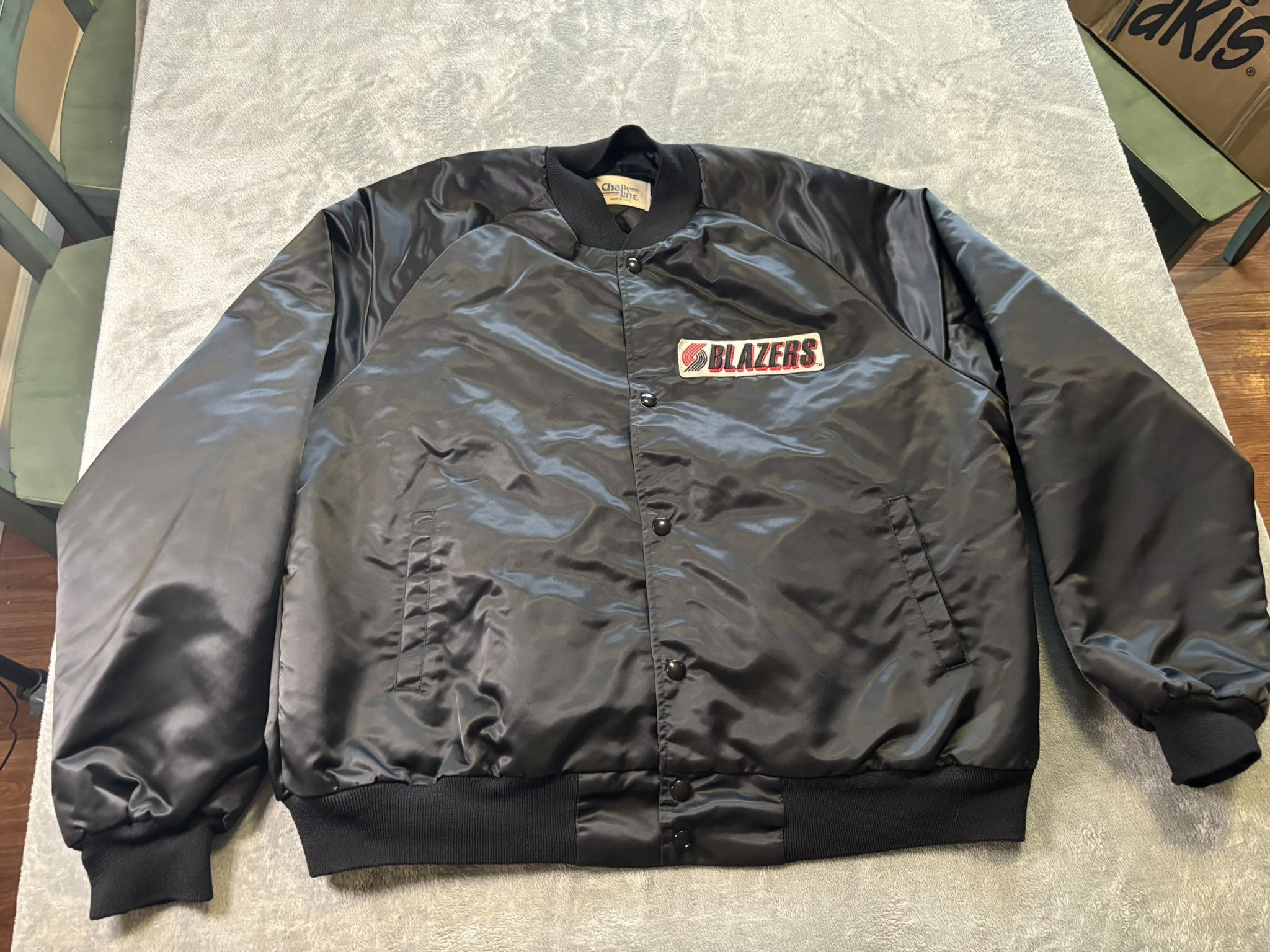 Rare Vintage 90s ChalkLine NBA Portland Trailblazers Satin Bomber Jacket Mens XL