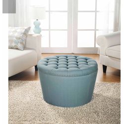 Better Homes and Gardens Round Tufted Storage Ottoman with Nailheads