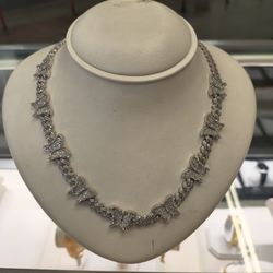 10k white solid gold diamond necklace 59 grams 20 Long layaway available 10% dwon if you interested ask for Maribel thank you