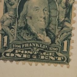 BEN FRANKLIN US Postage 1 Cent Stamp-Green EXTREMELY RARE 1900s See Details