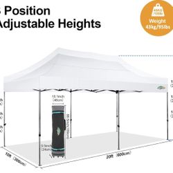 Tienda de campaña desplegable de 10 x 20 pies, toldo sin pared lateral, impermeable, resistente, para fiestas, tienda al aire libre, jardín, carpa de 