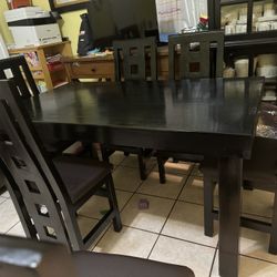 Comedor De Madera 6 Sillas Nuevo Color Obscuro