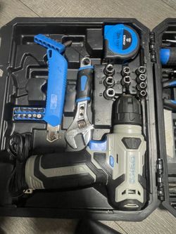 Selling a DEKO cordless drill and tool kit with carrying case.