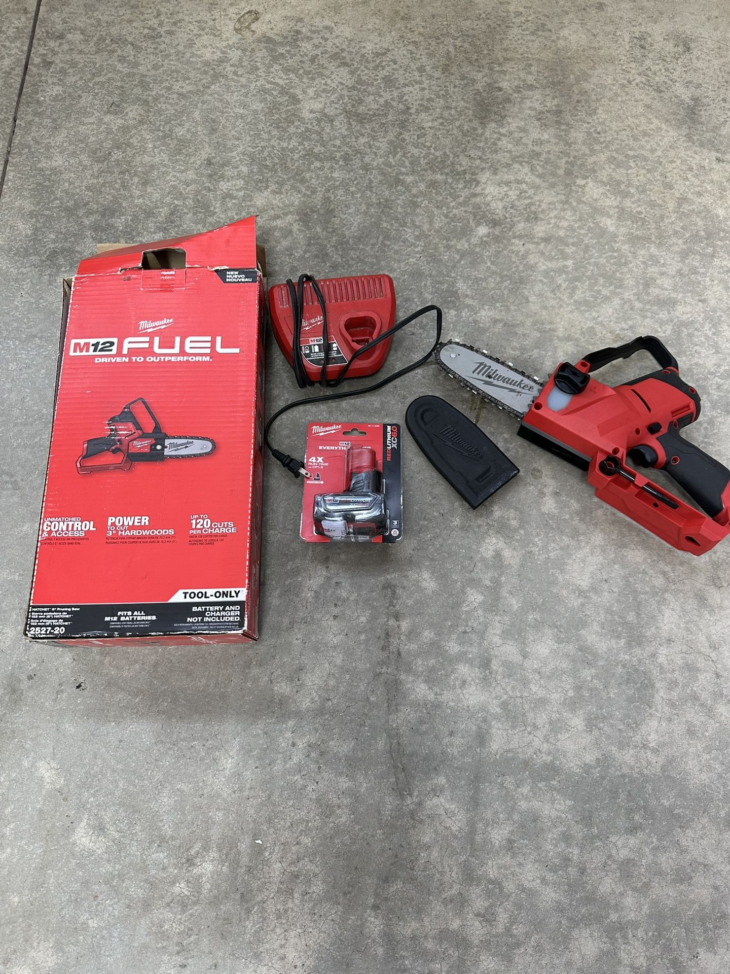 Milwaukee M12 FUEL 12V Lithium-Ion Brushless Battery 6 in. HATCHET Chainsaw W/ Brand New Lithium-Ion XC Extended Capacity “6.0”Ah, Charger