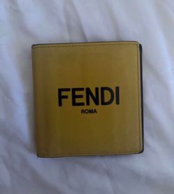 Authentic Fendi Roma Yellow Leather Bifold Wallet