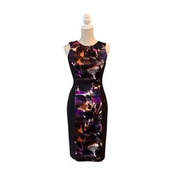 London style: Floral Black Dress Size4