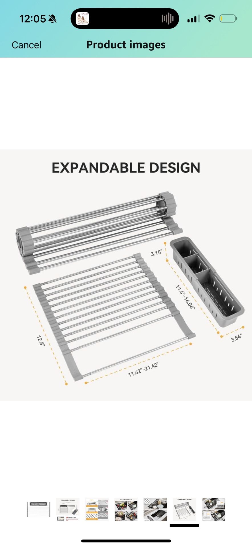 Yofidra Expandable Roll-Up Dish Drying Rack (Up to 21.42") with Expandable Storage Basket