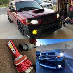 6000k Glacier White LED Headlight And 3000k Jdm Yellow LEDs Fog Lights