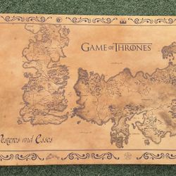 Game Of Thrones Map (32"x 24) Framed Canvas Art!!!