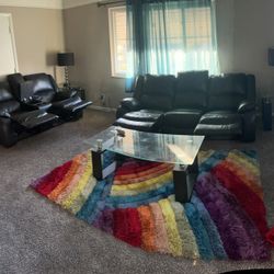Living Room Set With Glass Tables And Lamps