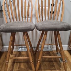 2 Canadel 360 Swivel Bar Stool Wood & Padded Seats (Orig. 600 each)