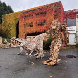 Teak Driftwood Animal Outdoor Statues 
