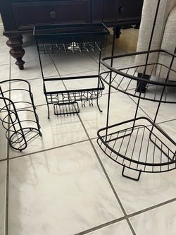 Bronze Metal Wire Bathroom Organizer Set