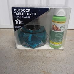 TIKI Tiki 4.8 Inches Blue glass Glass Citronella Tabletop torch