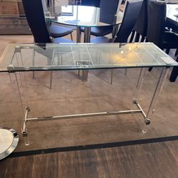 Console Table w/ Glass Top & Shelf in Espresso Finish 🔥BIG SALE🔥Everything is 50%OFF🔥