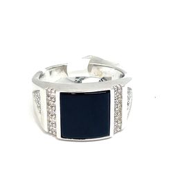 925 Sterling Silver CZ Black Onyx Ring 7.70g Size 11 198527/8
