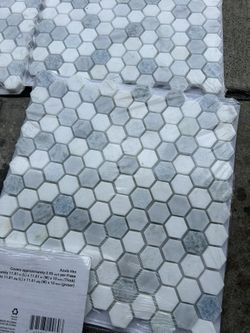 Azula 1 in. Hexagon 12 in. x 12 in. x 0.38 in. Polished Marble Mesh-Mounted Mosaic Tile. 5 Pieces