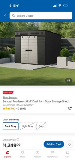 Suncast dual barn door 8x7 shed new
