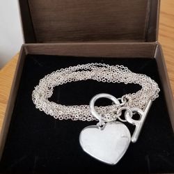 Silver Multi-Strand Heart Bracelet