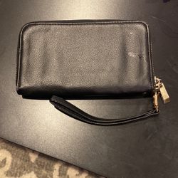 Black Wallet Purse With Wrist Strap 