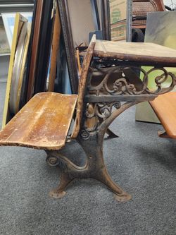 Antique School Desks with Cast Iron Frames — 1900s
