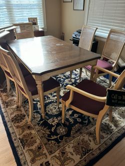 Ethan Allen Dining Set-Solid Wood, Expands To 95”