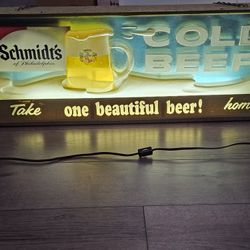Vintage Schmidt's Cold Beer Lite Up Sign