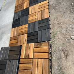 Acacia Wood Flooring Interlocking Deck Tiles for Patio Decor 27 Pcs 12 Slats VR Muted Green - Waterproof Indoor & Outdoor Decor - Balcony Garden Decki