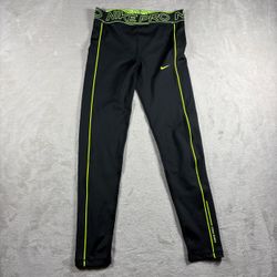 Nike Pro Leggings Women’s Size XL Black Dri Fit Swoosh Running Gym #3C