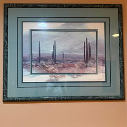 Adin Shade, Watercolor print. Framed, matted, signed. Dimension 44" x 36 "