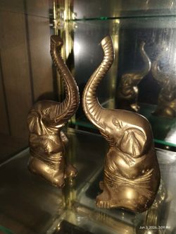 Vintage Brass Elephant Bookends
