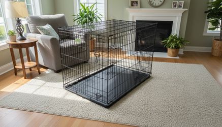 48x30x33in Extra Large Black Metal Foldable Double Door Dog Cage Crate with optional divider! Great for dogs up to 90-110lbs+  Excellent condition