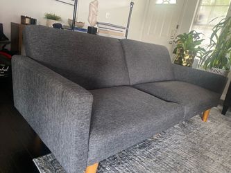 Mid-Century Modern Gray Fabric Loveseat Sofa