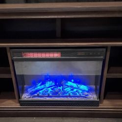 Brand NEW 3 SIDED FIREPLACE HEATER TV STAND W REALISTIC LED FLAMES MULTI COLORS & Settings $1399 NEW