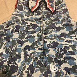BAPE Shark Full Zip Hoodie. Color: Blue Camo