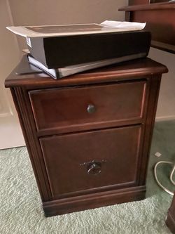 Solid Wood Executive Desk with Hutch and 2 filing cabinets