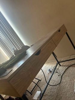 Wood Top Desk with Metal Legs