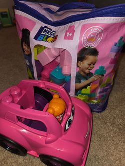 Mega Bloks Pink Building Blocks Set with Toy Car