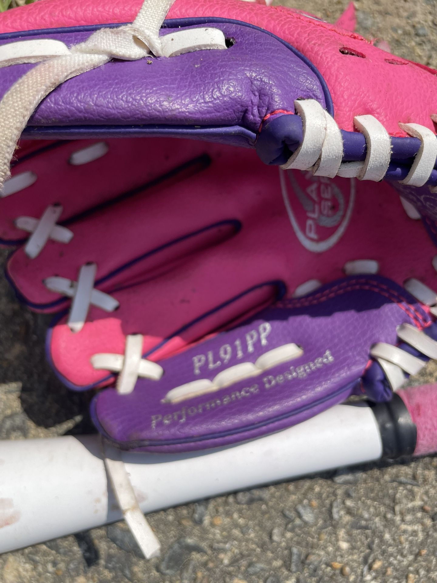 Female Tee Ball Glove And Bat