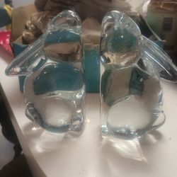 Pair Vintage Acc Crystal Rabbit Bookends From Late 1980s