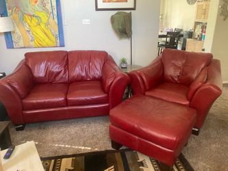 Red leather couch