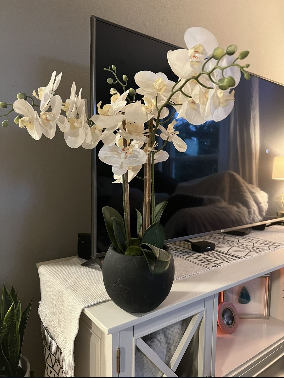 Realistic Faux Orchid House Plant