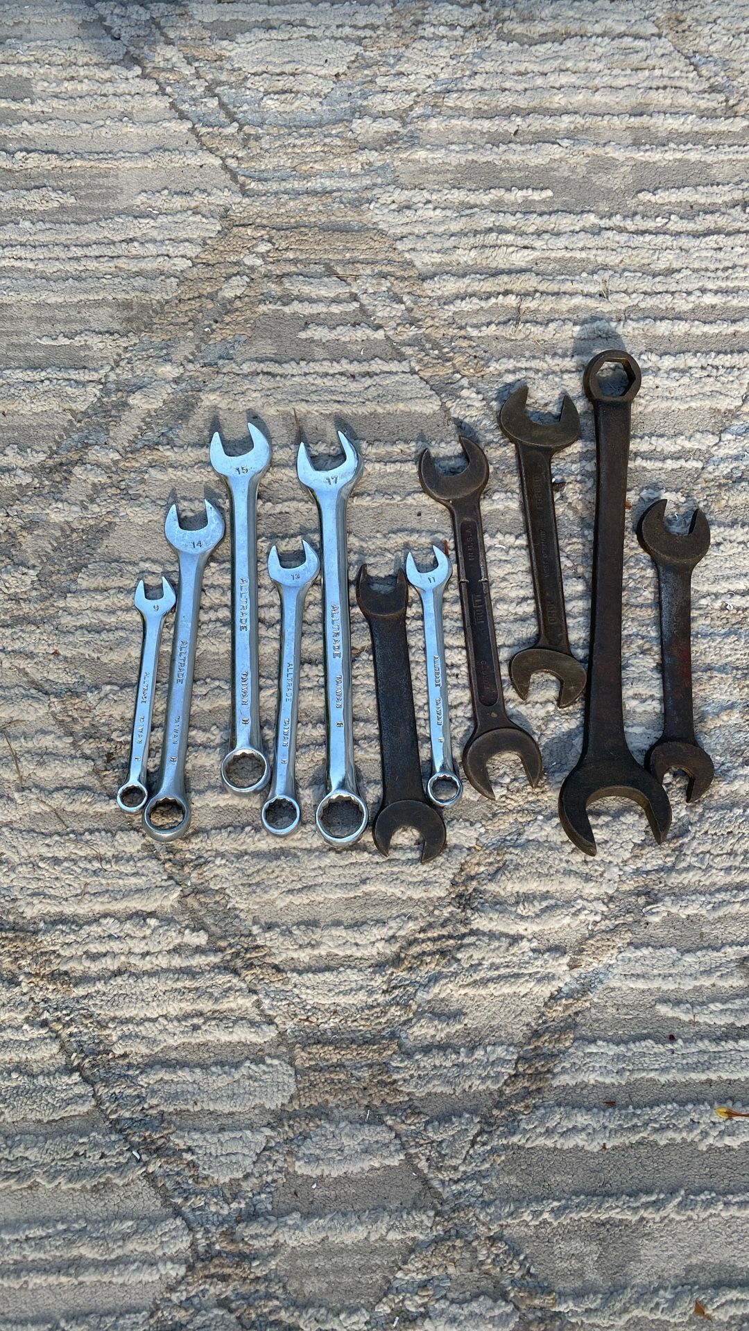 assortment of wrenches USA, German, AlltradeTaiwan ask