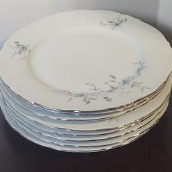 Royal Karlsbad Blue Fantasy Scalloped Edge, 8 Dinner Plates, 8 Bread Plates And Platter